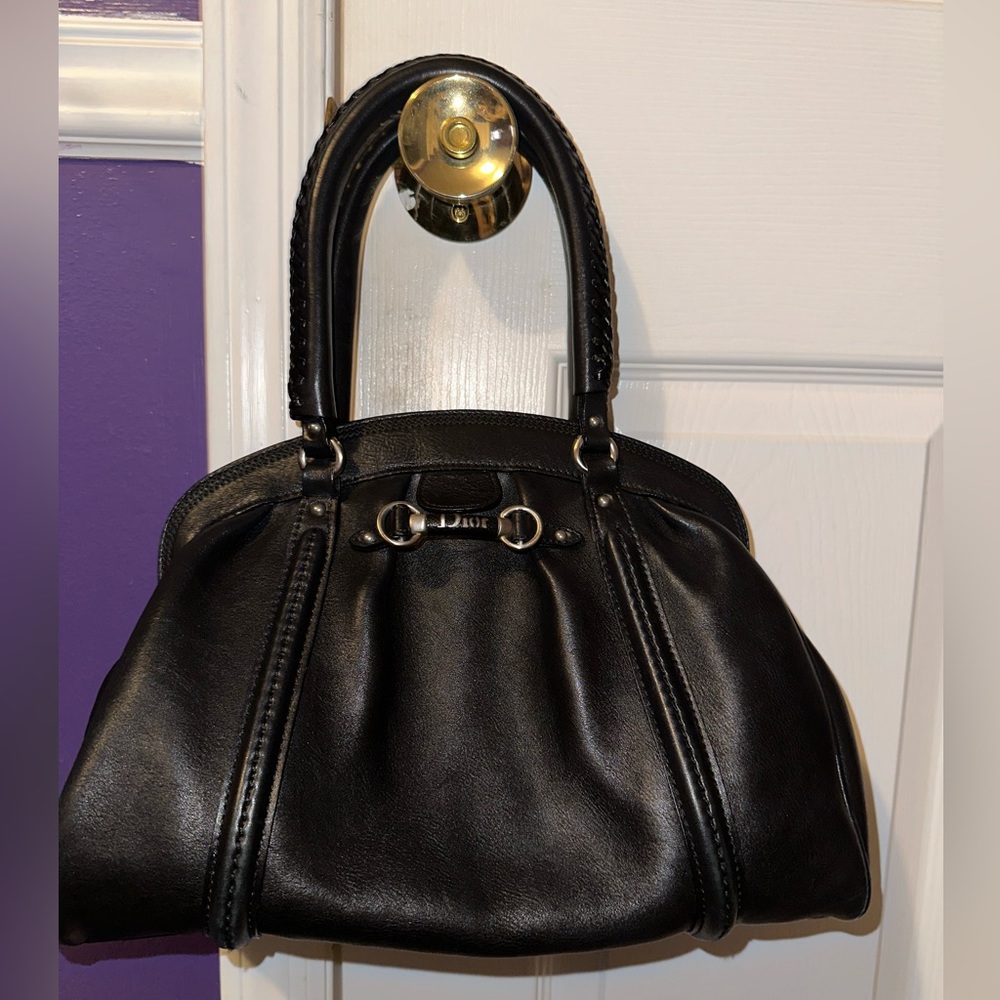 Authentic Dior black leather satchel